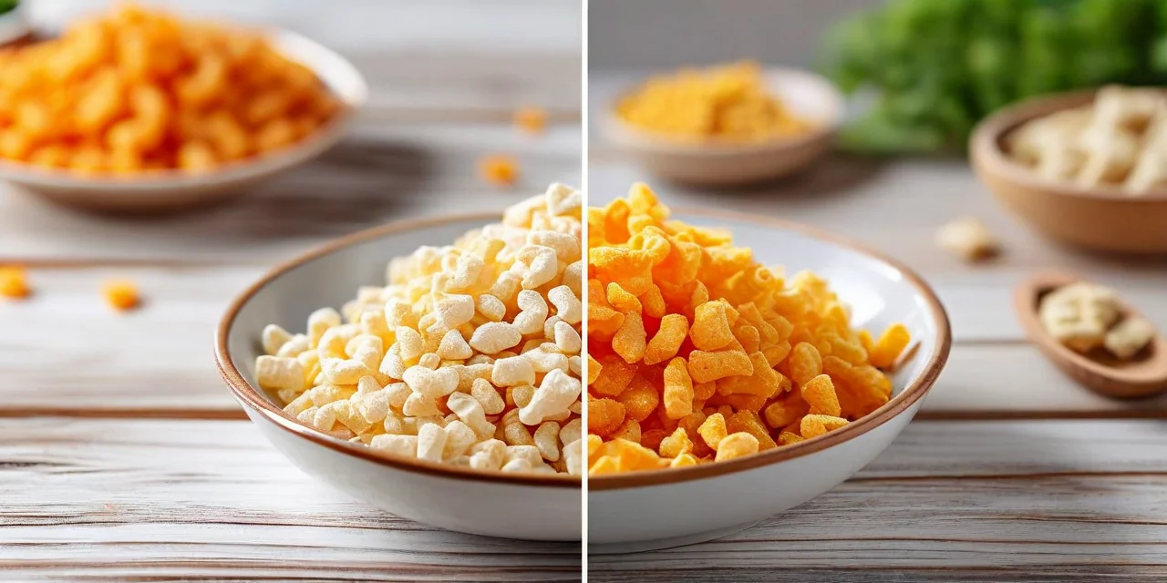 Close-up of freeze-dried food being tested for dryness